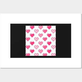 Pixel Heart Pattern Posters and Art